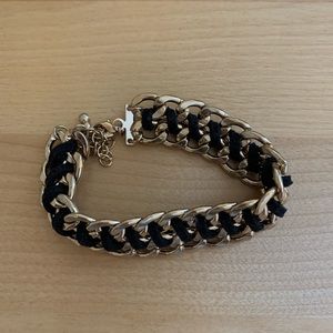 Faux Suede and Gold Chain Link Bracelet
